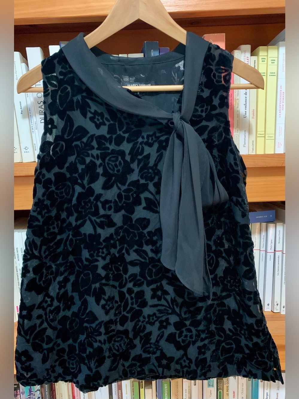 Sheer Velvet Burnout Keyhole Blouse